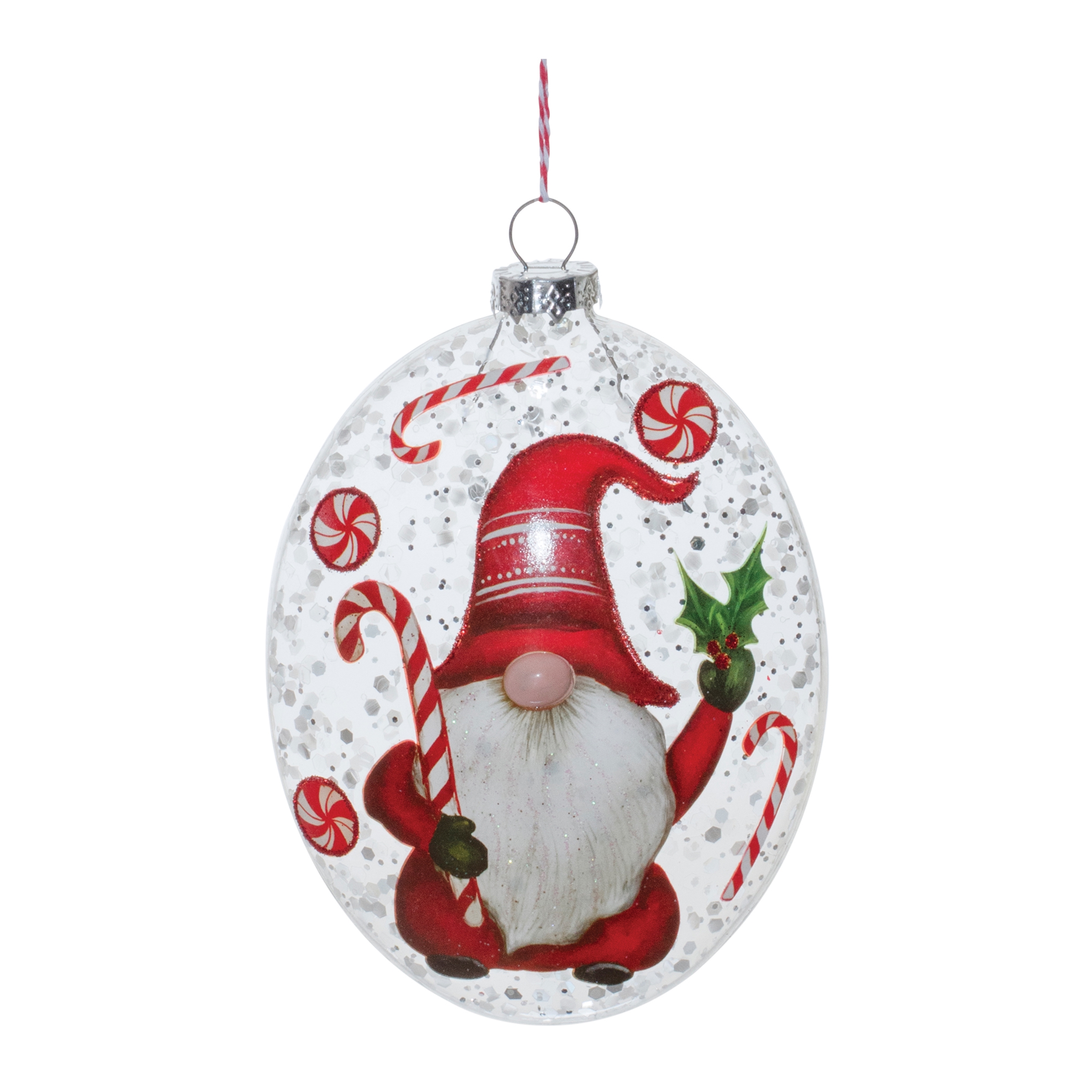 Gnome Disc Ornament (Set of 12) 6"H Glass - Image 4