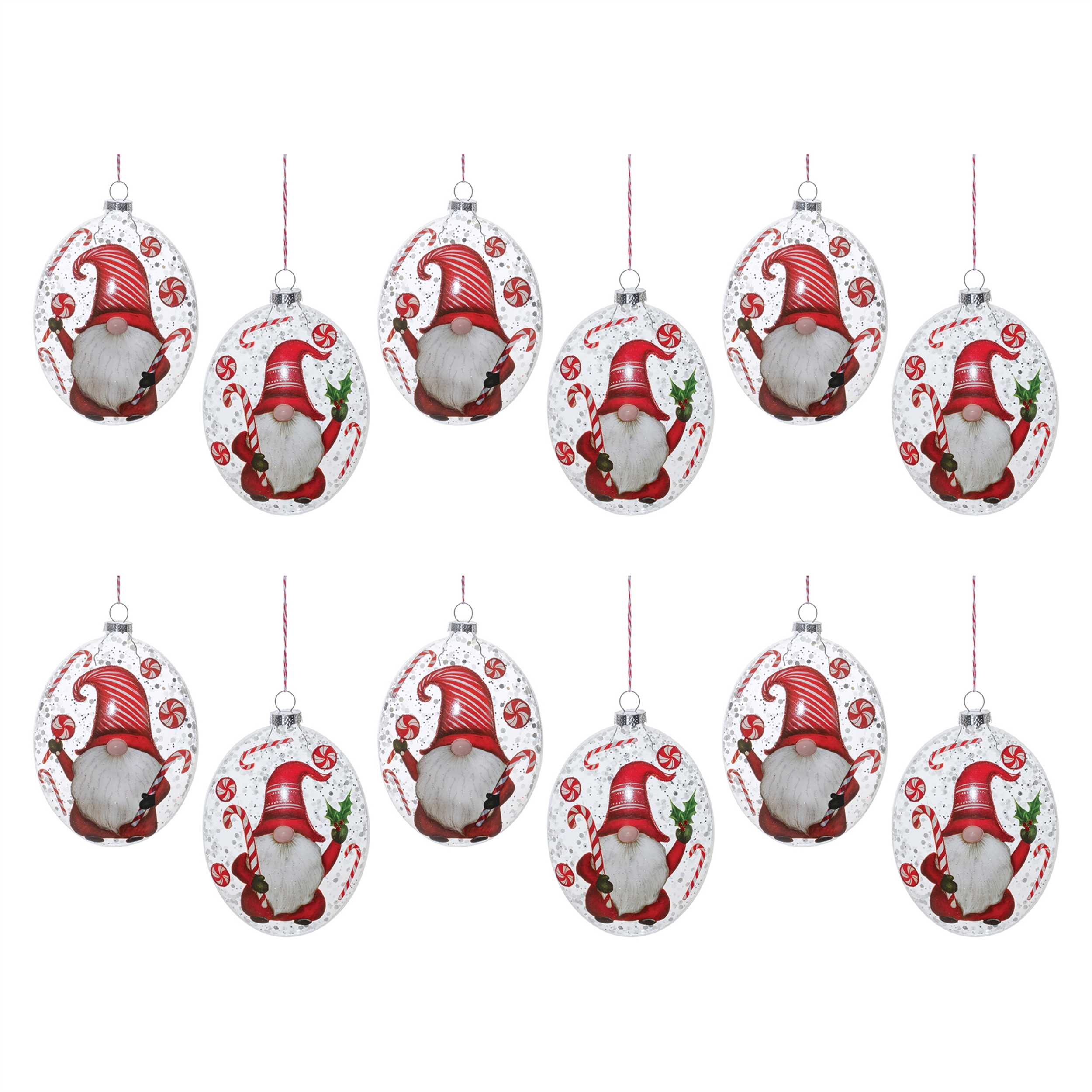 Gnome Disc Ornament (Set of 12) 6"H Glass - Image 5