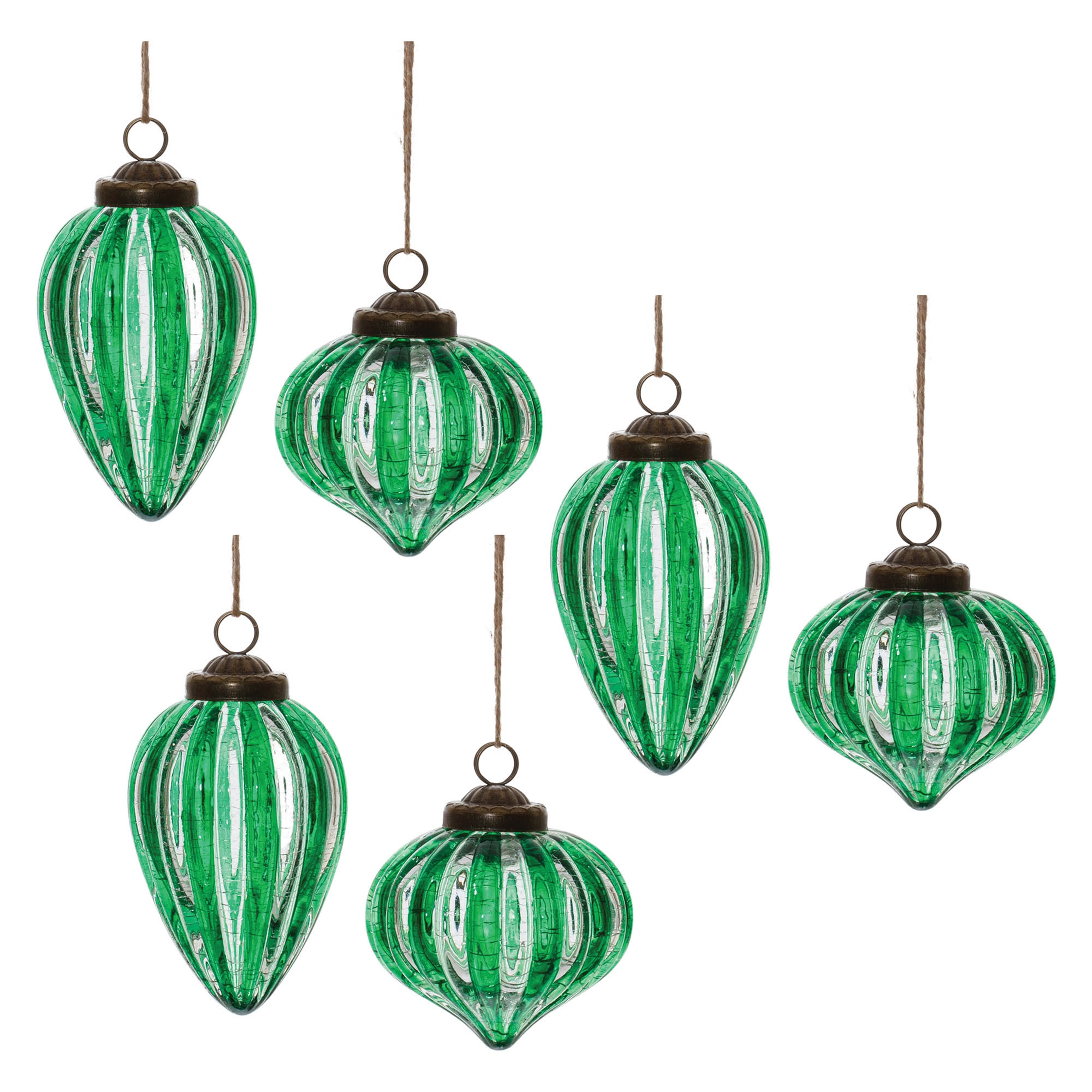 Ornament (Set of 6) 3.75"H, 5"H Glass - Image 3