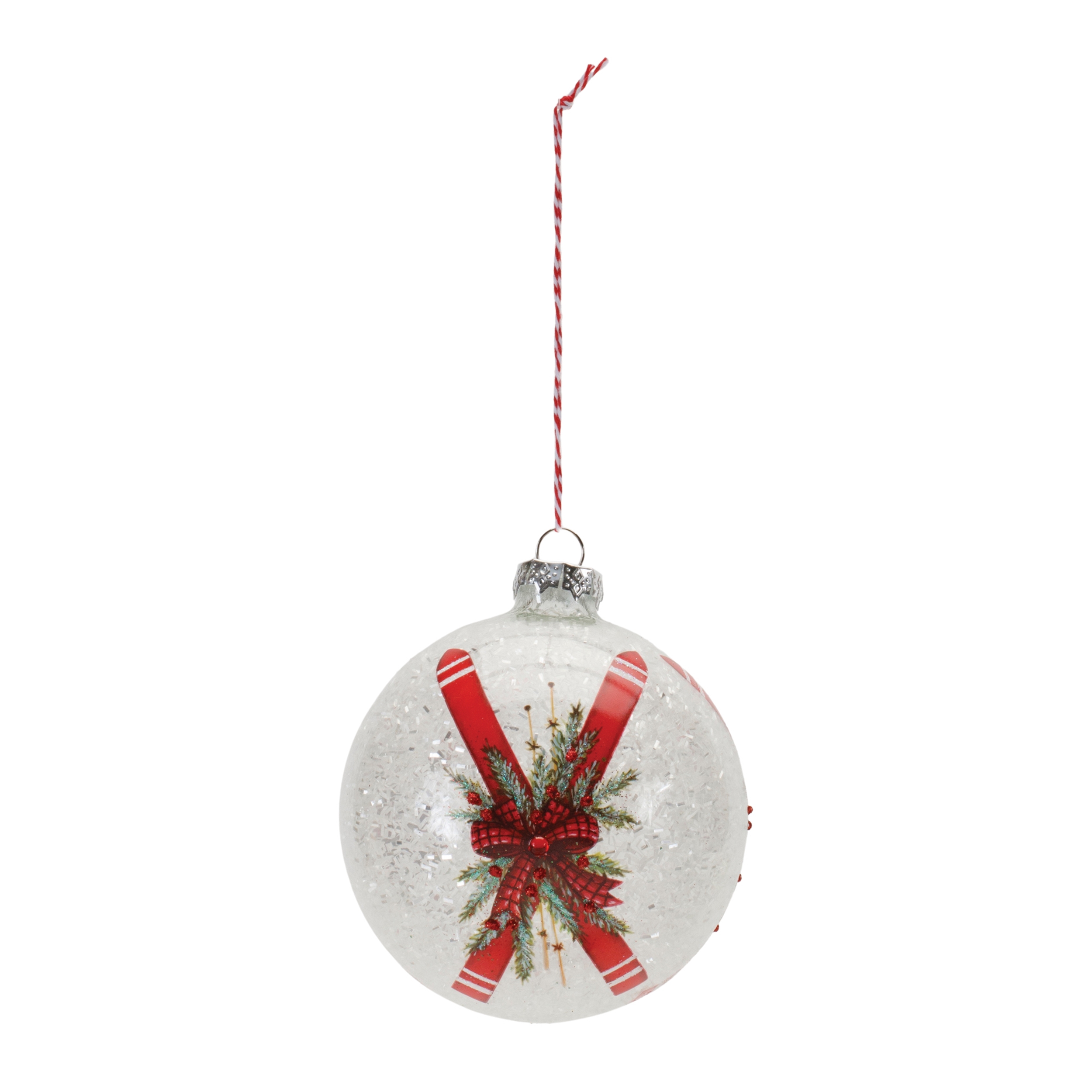 Ball Ornament w/Skis (Set of 6) 5"H Glass - Image 2