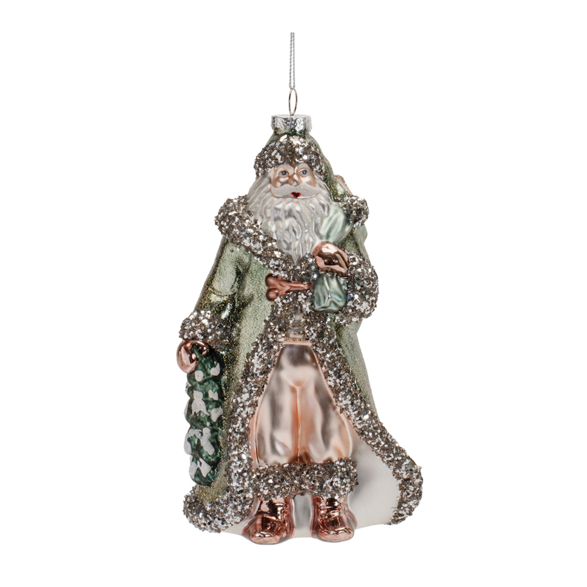 Santa Ornament (Set of 6) 8"H Glass