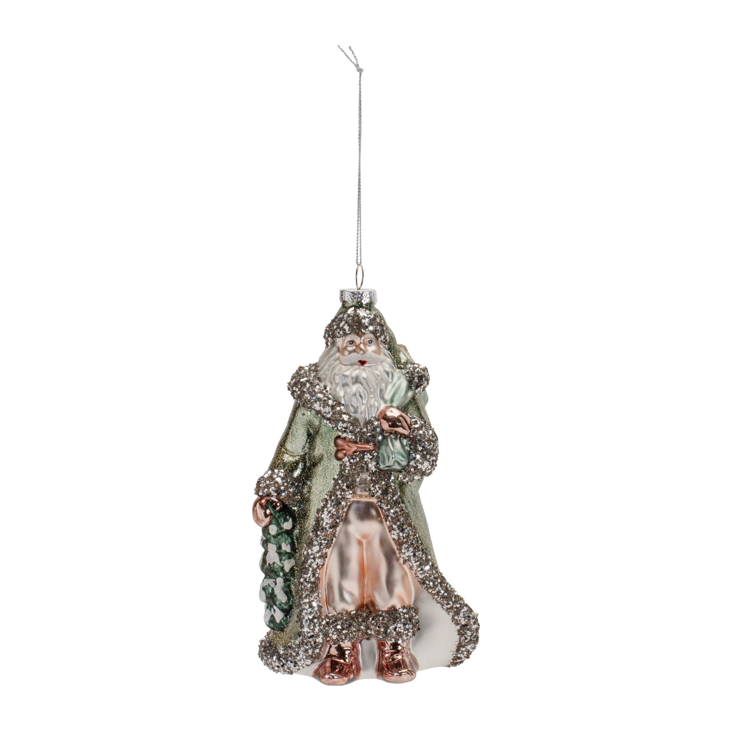 Santa Ornament (Set of 6) 8"H Glass - Image 2
