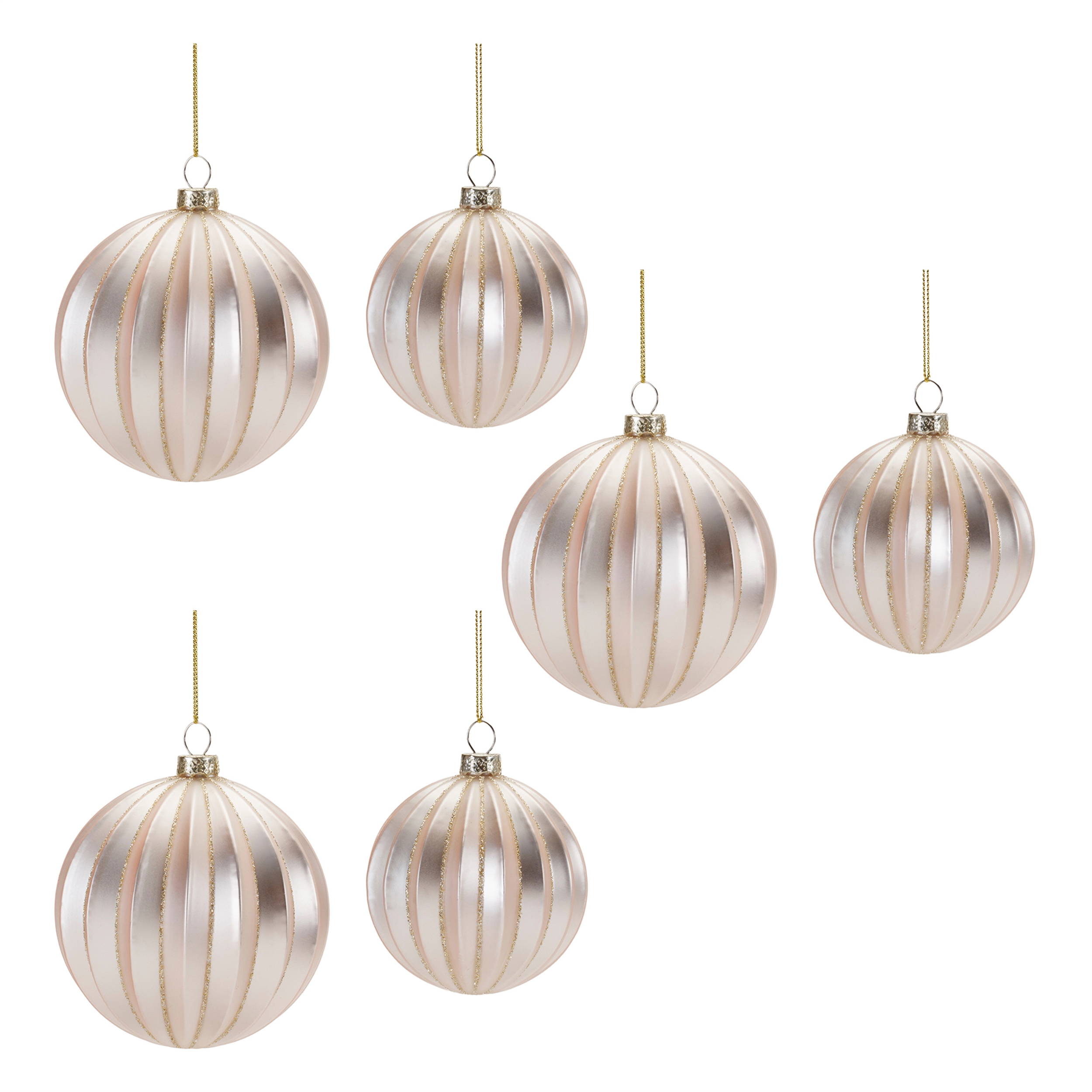 Ball Ornament (Set of 6) 3"D, 4"D Glass - Image 5