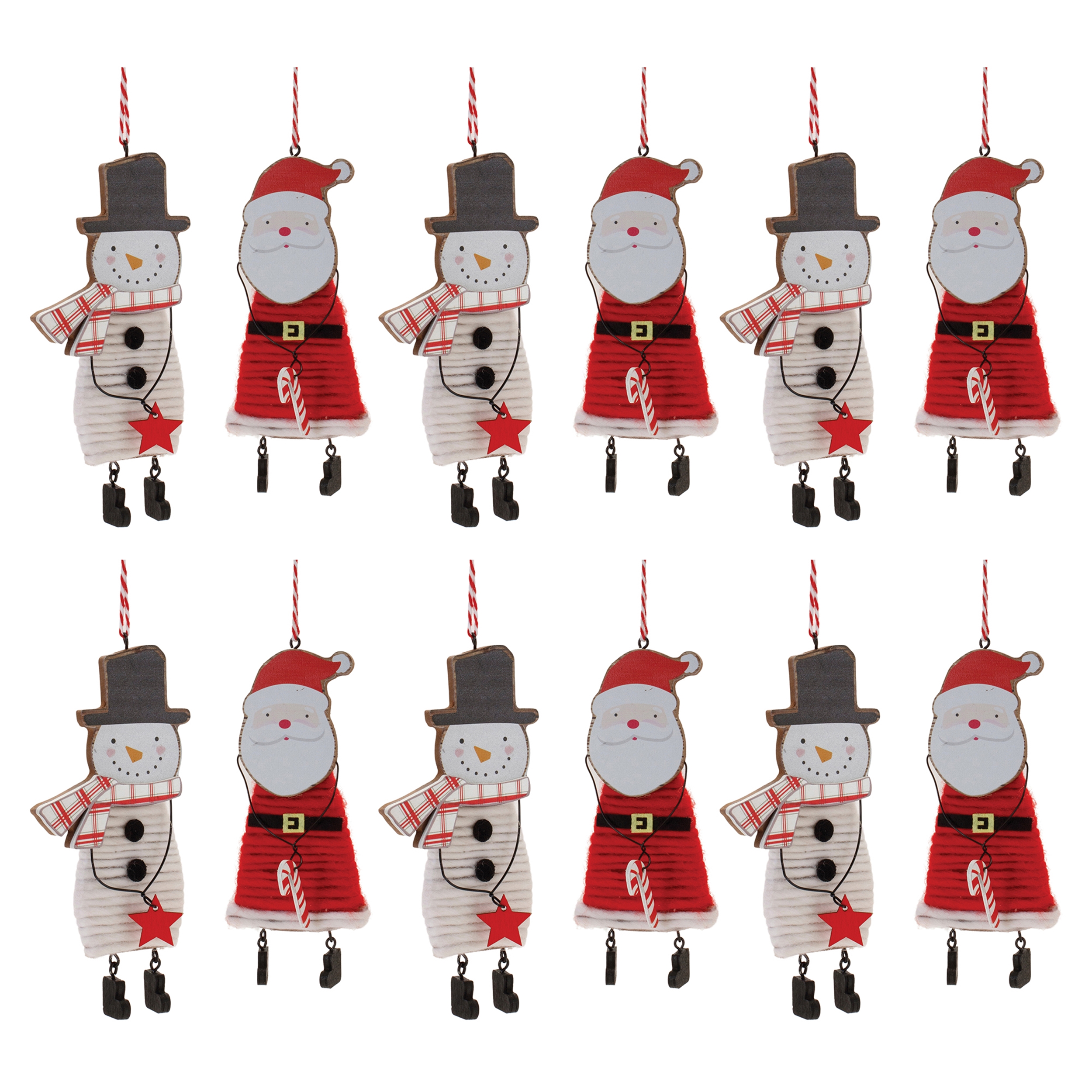 Santa and Snowman Ornament (Set of 12) 6.5"H MDF - Image 3