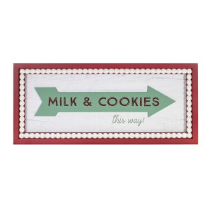 Milk and Cookies Arrow Sign 19.5"L x 8.5"H MDF/Wood