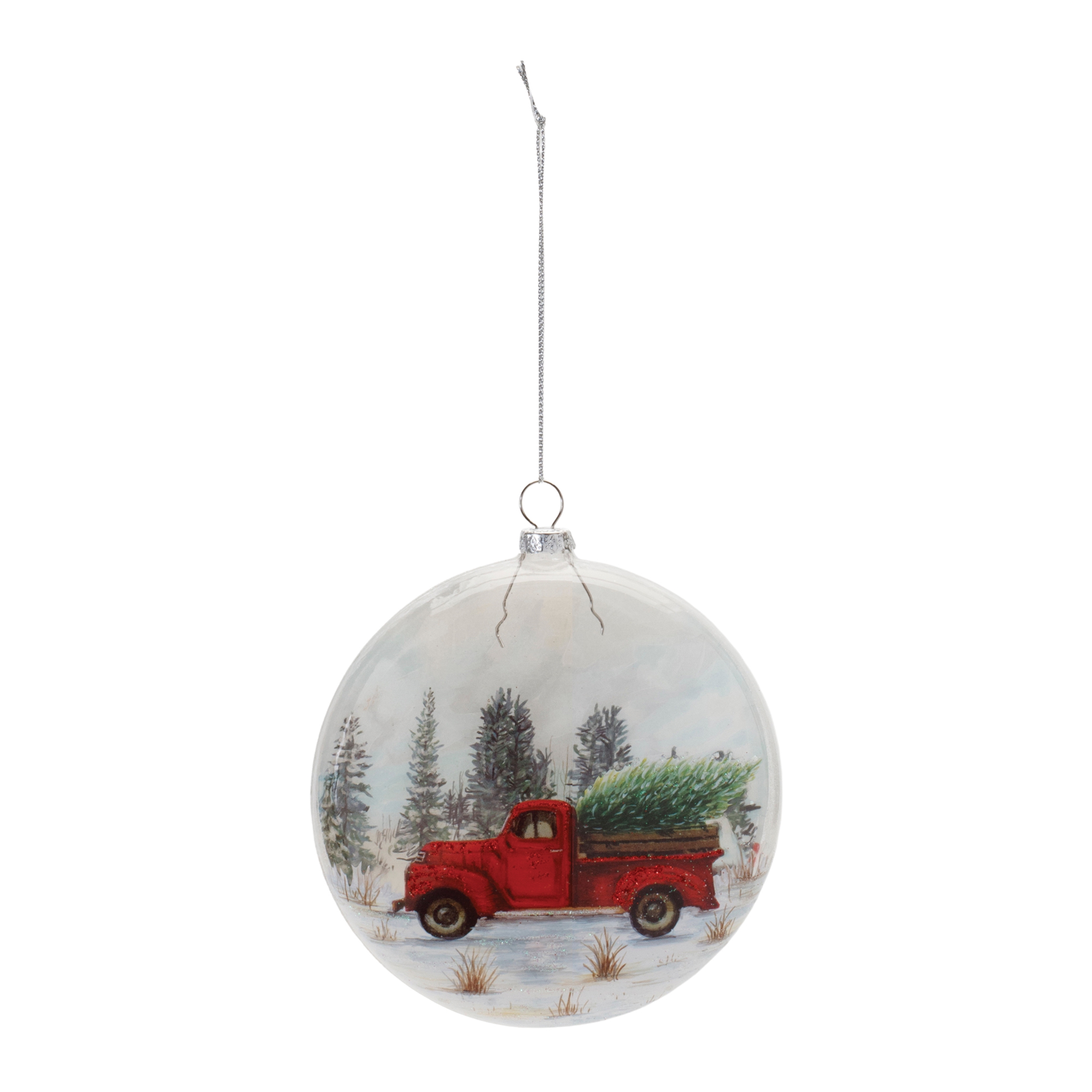 Ornament w/Truck (Set of 6) 5"H Glass - Image 2