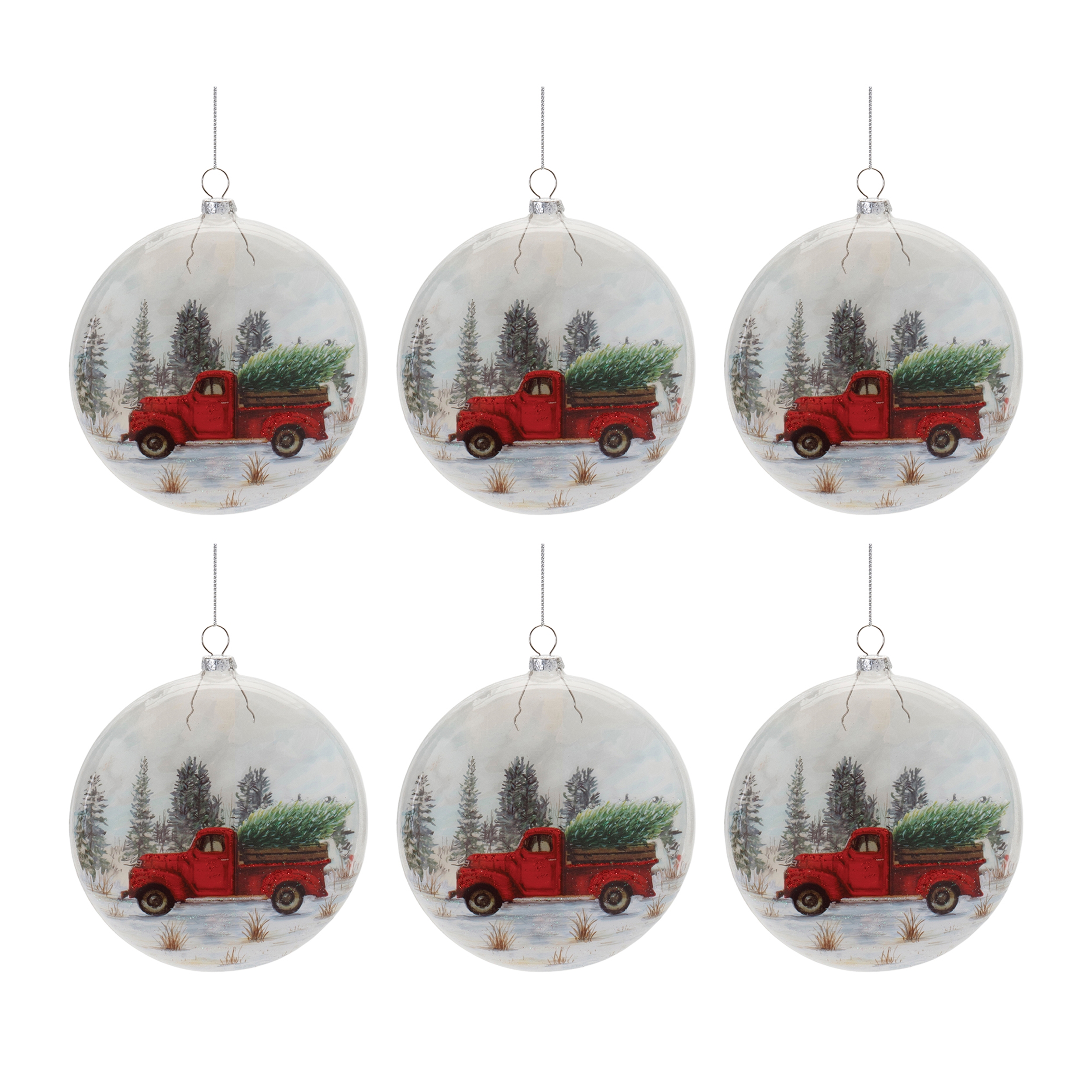 Ornament w/Truck (Set of 6) 5"H Glass - Image 3