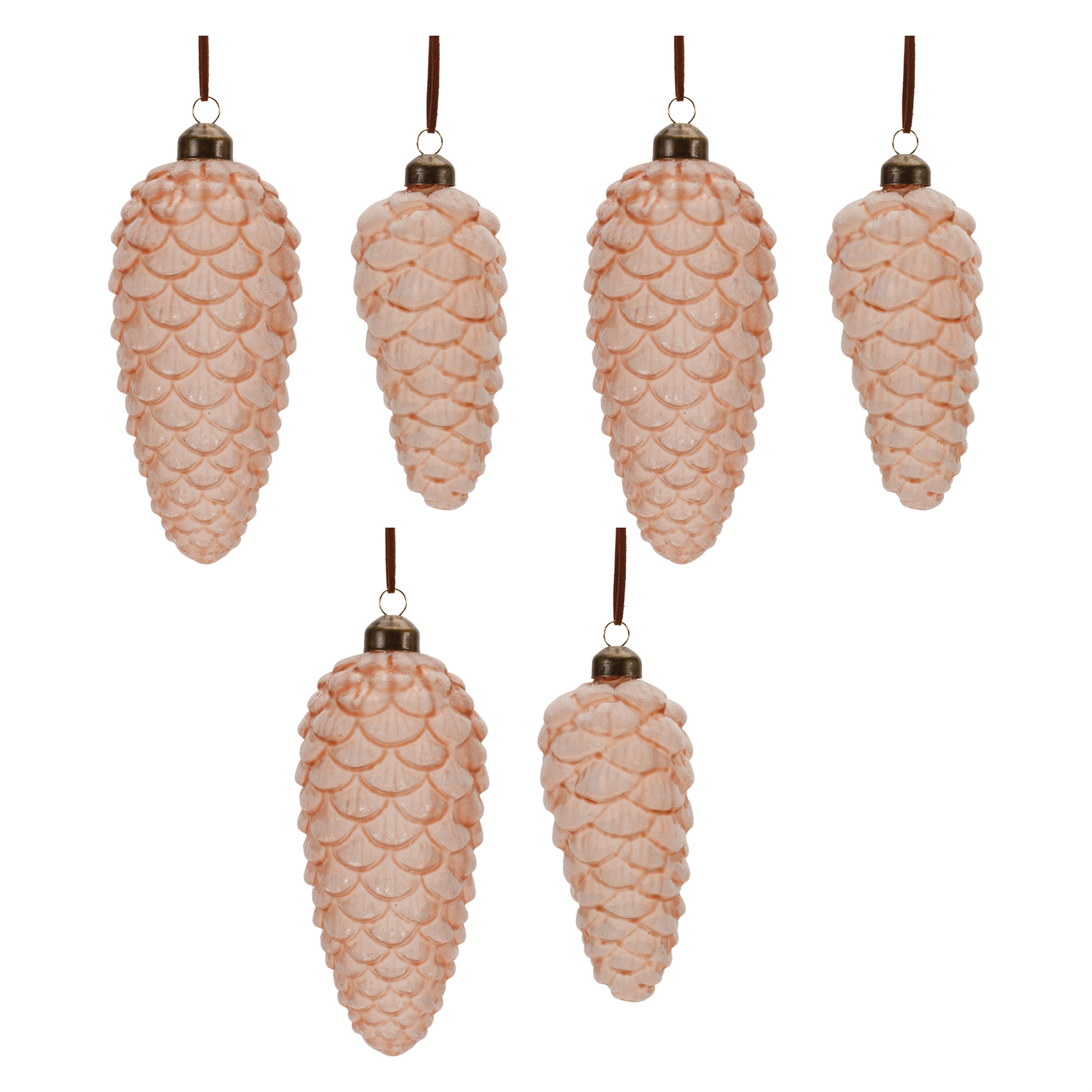 Pine Cone Ornament (Set of 6) 5.5"H, 7"H Glass - Image 5