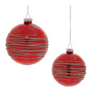 Ball Ornament (Set of 6) 3"D, 4"D Glass