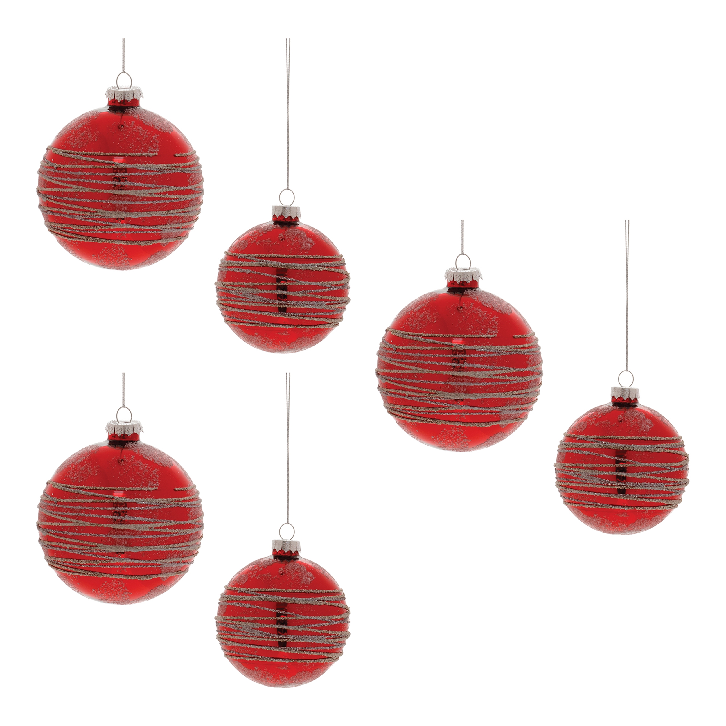 Ball Ornament (Set of 6) 3"D, 4"D Glass - Image 5