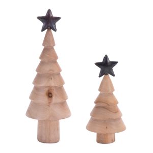 Tree (Set of 2) 6"H, 9"H Iron/Wood