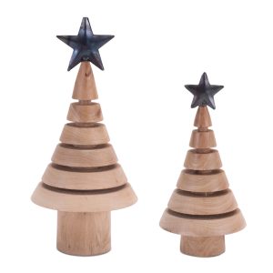 Tree (Set of 2) 7.75"H, 9.75"H Iron/Wood