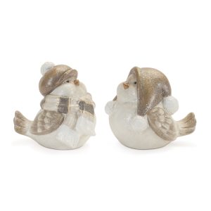 Winter Bird (Set of 4) 5"H Terra Cotta