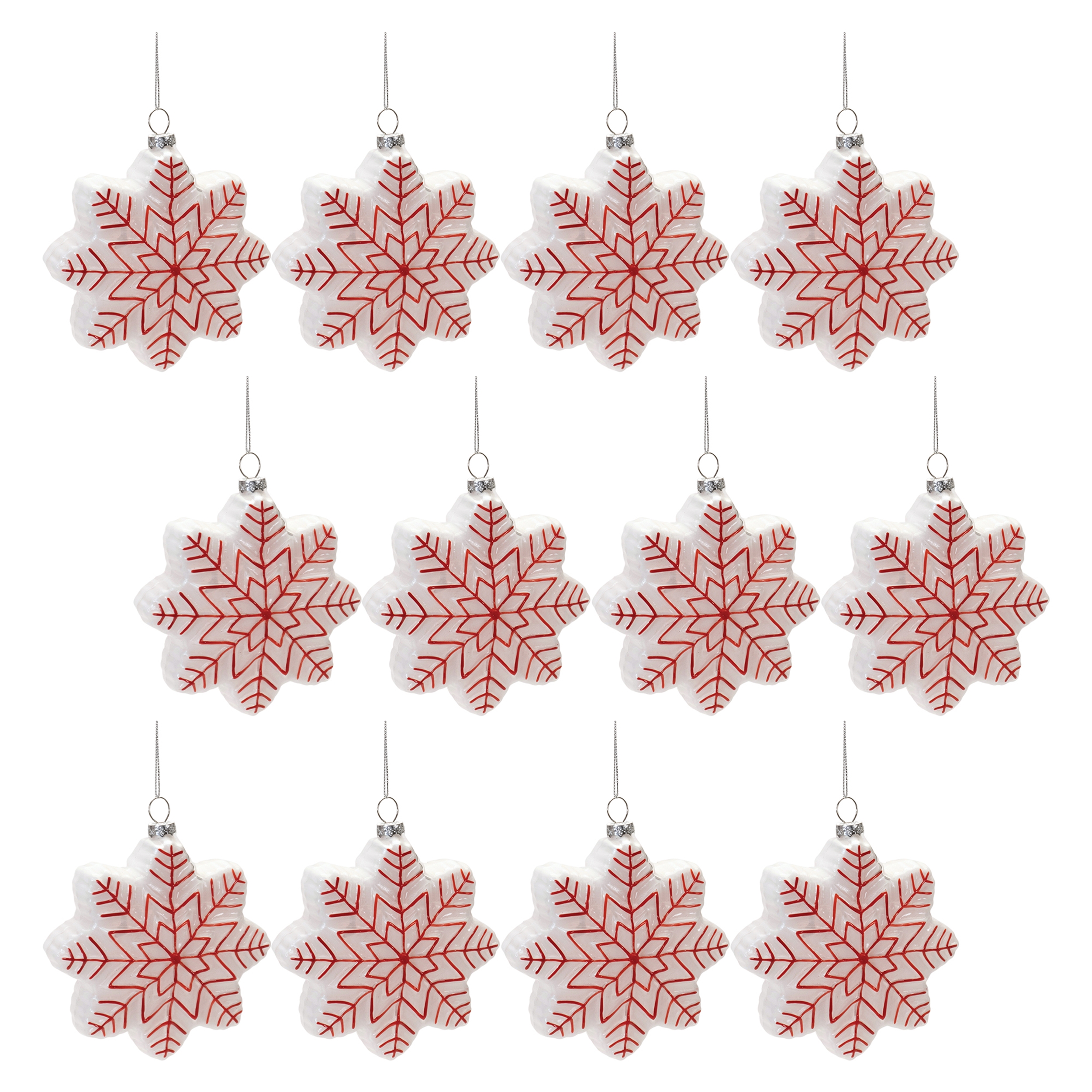 Snowflake Ornament (Set of 12) 5"H Glass - Image 3