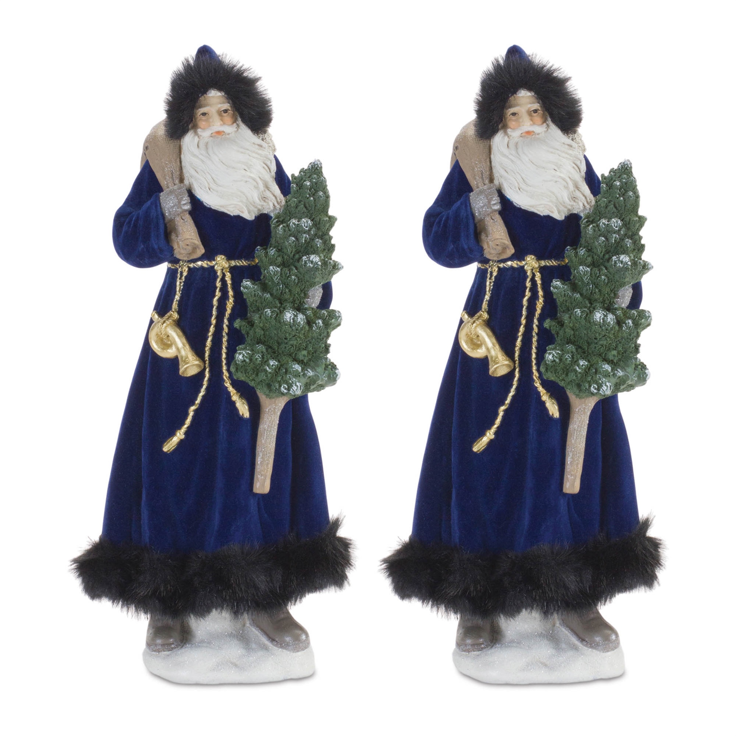 Santa w/Tree (Set of 2) 15"H Resin - Image 2