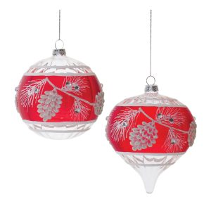 Ornament (Set of 6) 4"D, 5"H Glass
