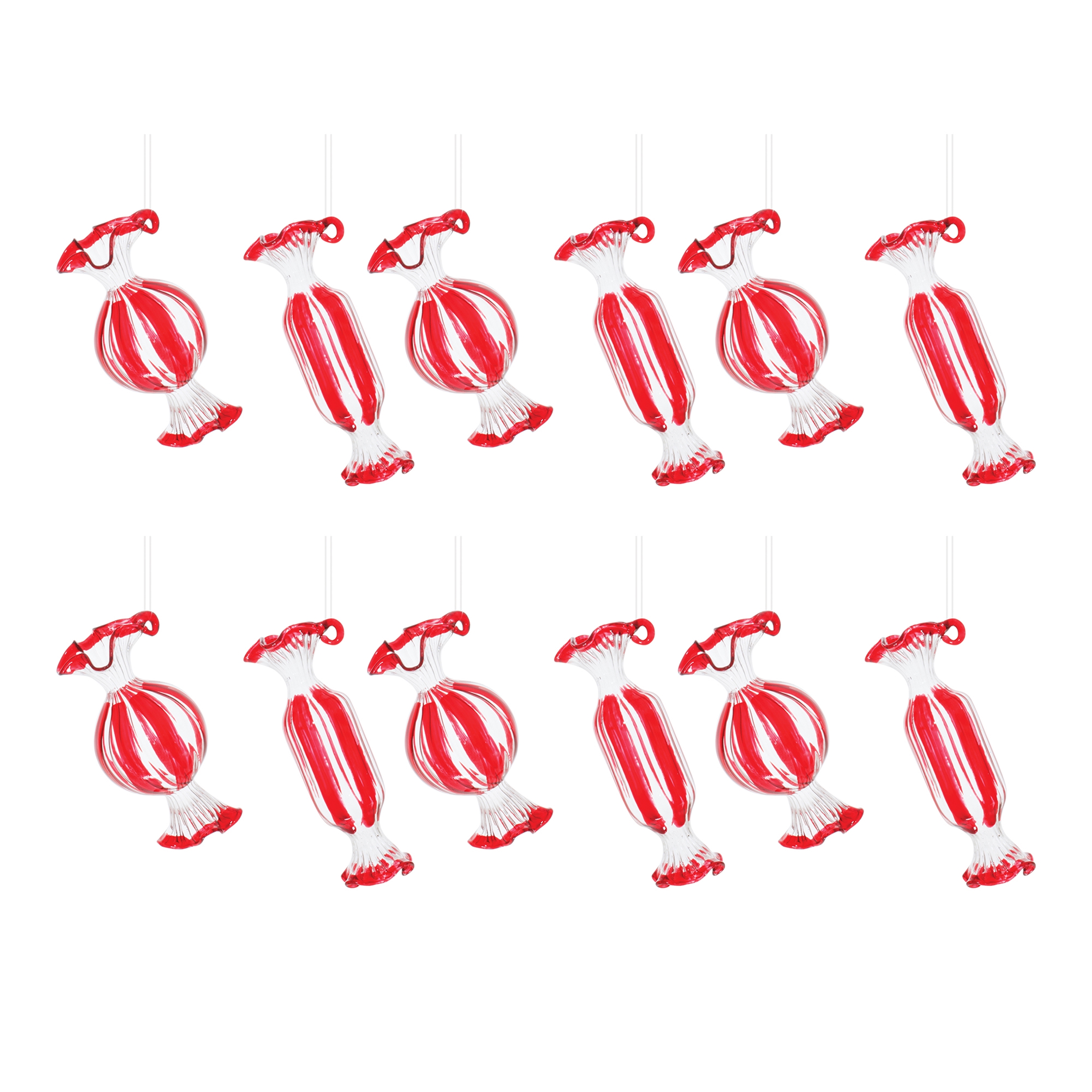 Candy Ornament (Set of 12) 3.5"H, 4"H Glass - Image 5