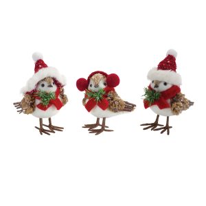 Winter Bird (Set of 12) 5"H, 6"H, 6.5"H Foam/Polyester