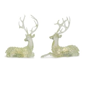 Deer (Set of 2) 10"H Resin 2 AAA Batteries, Not Included