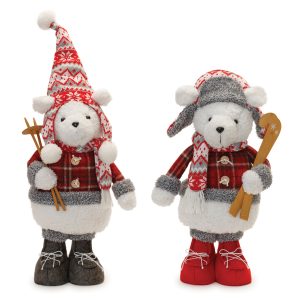 Polar Bear w/Skis (Set of 2) 17.5"H, 24"H Polyester