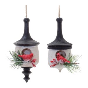 Ornament w/Cardinal (Set of 6) 4.75"H, 5.5"H Wood