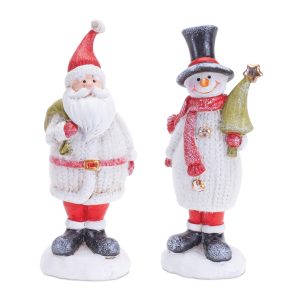 Santa and Snowman (Set of 6) 6.5"H Resin