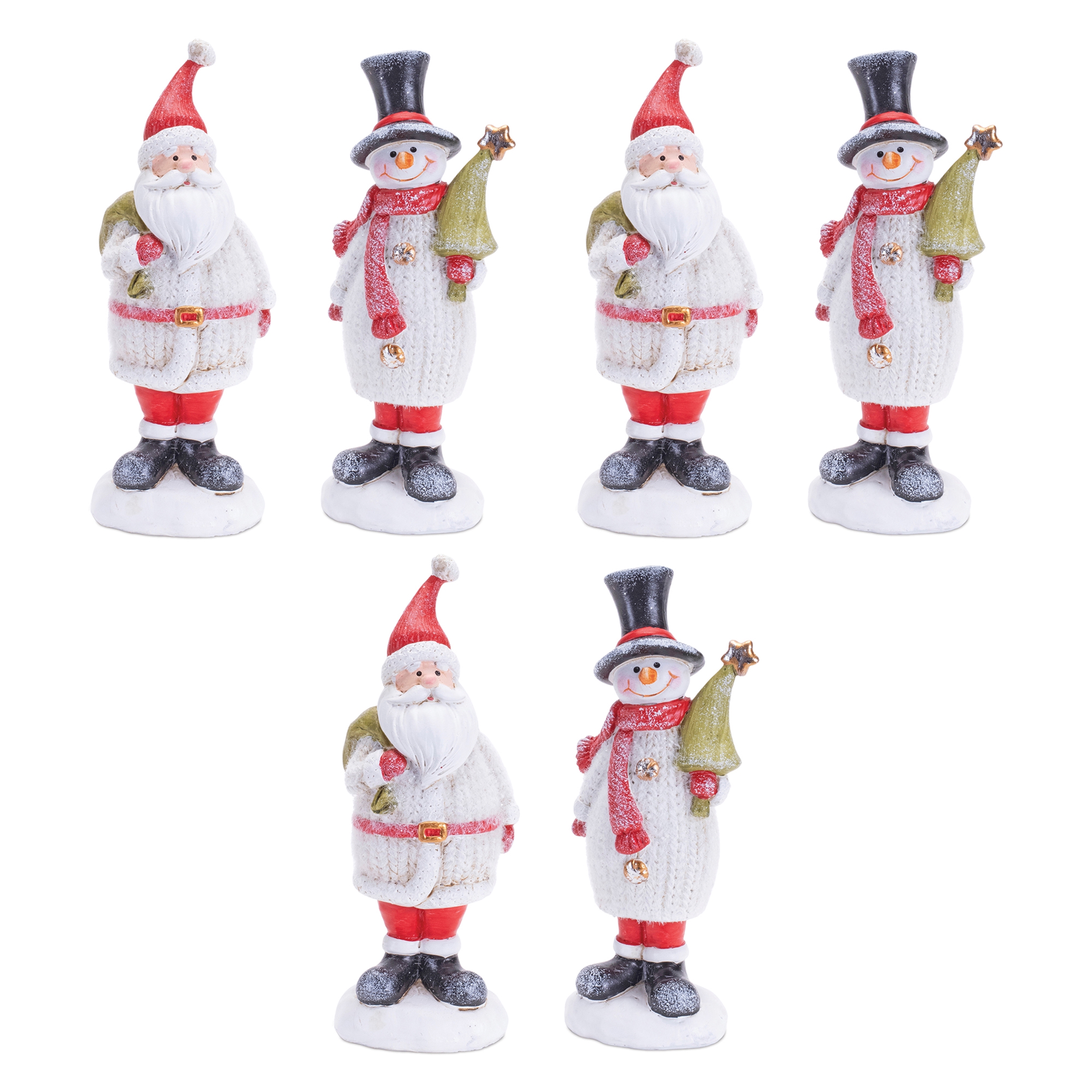 Santa and Snowman (Set of 6) 6.5"H Resin - Image 2