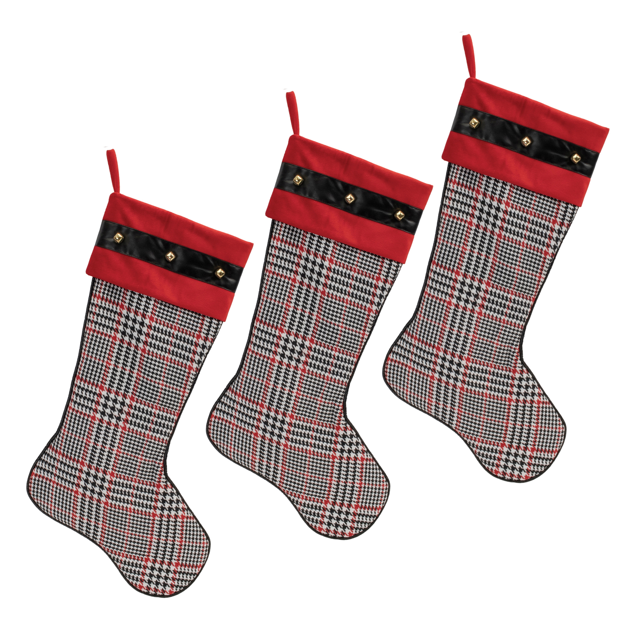 Plaid Stocking (Set of 3) 23"H Cotton - Image 2