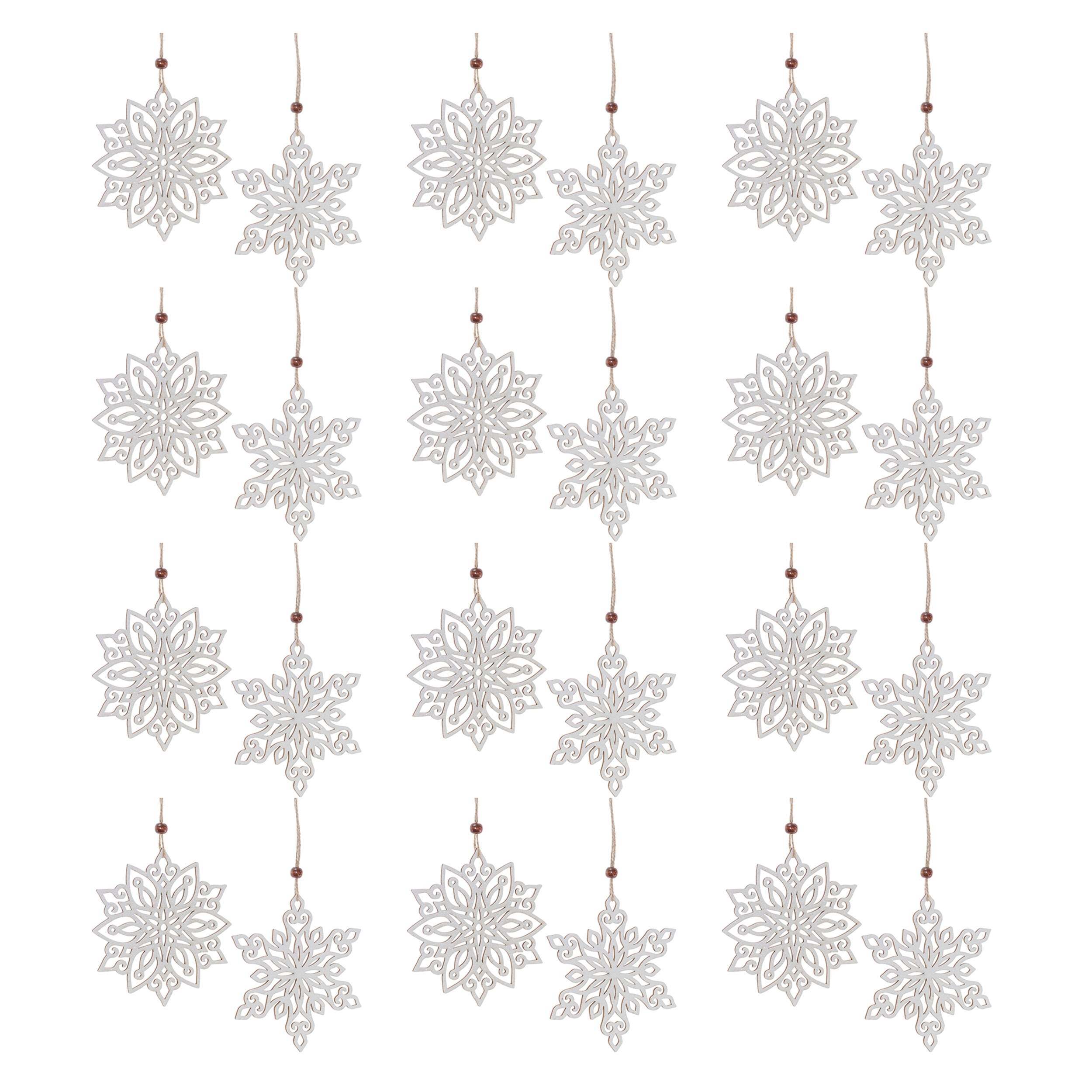 Snowflake Ornament (Set of 24) 5"H Wood - Image 6
