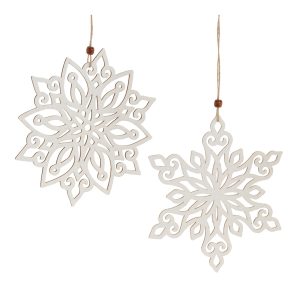 Snowflake Ornament (Set of 24) 9"H Wood