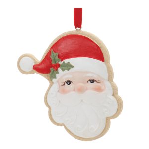 Santa Cookie Ornament (Set of 12) 3"H Resin