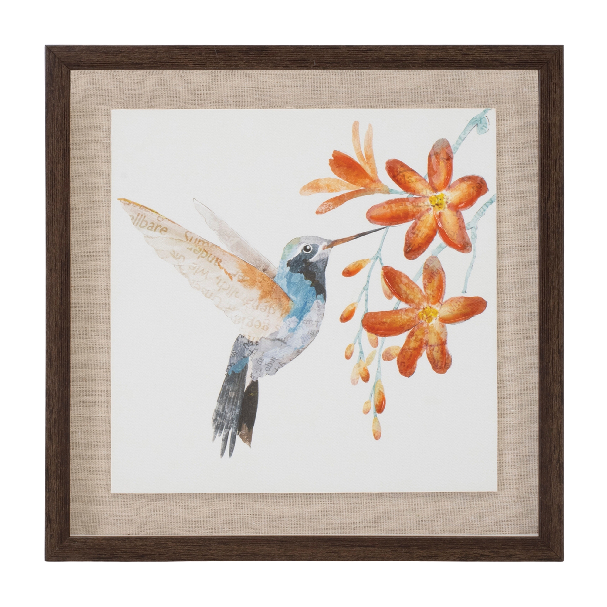 Framed Hummingbird Print (Set of 2) 12"SQ MDF/Canvas/Plastic - Image 4