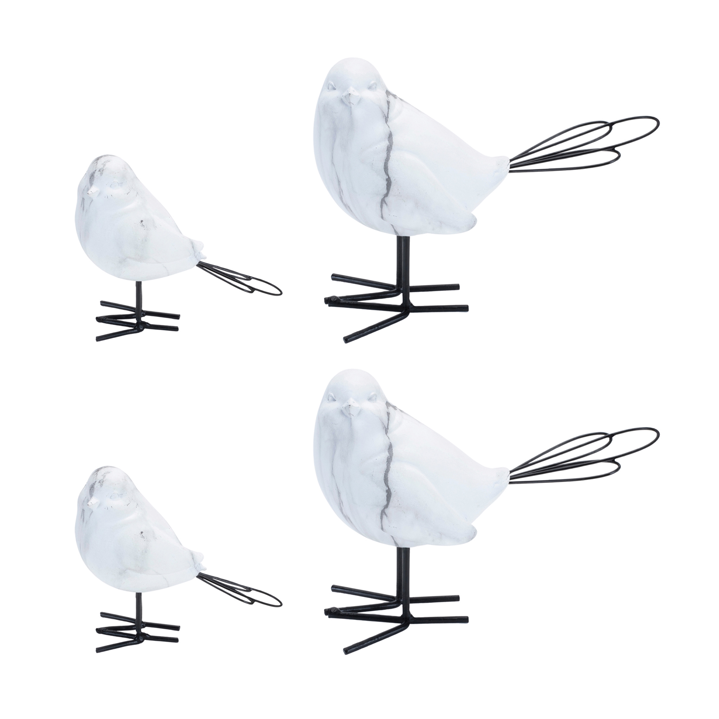 Bird (Set of 4) 3.75"H, 5.5"H Resin/Wire - Image 5