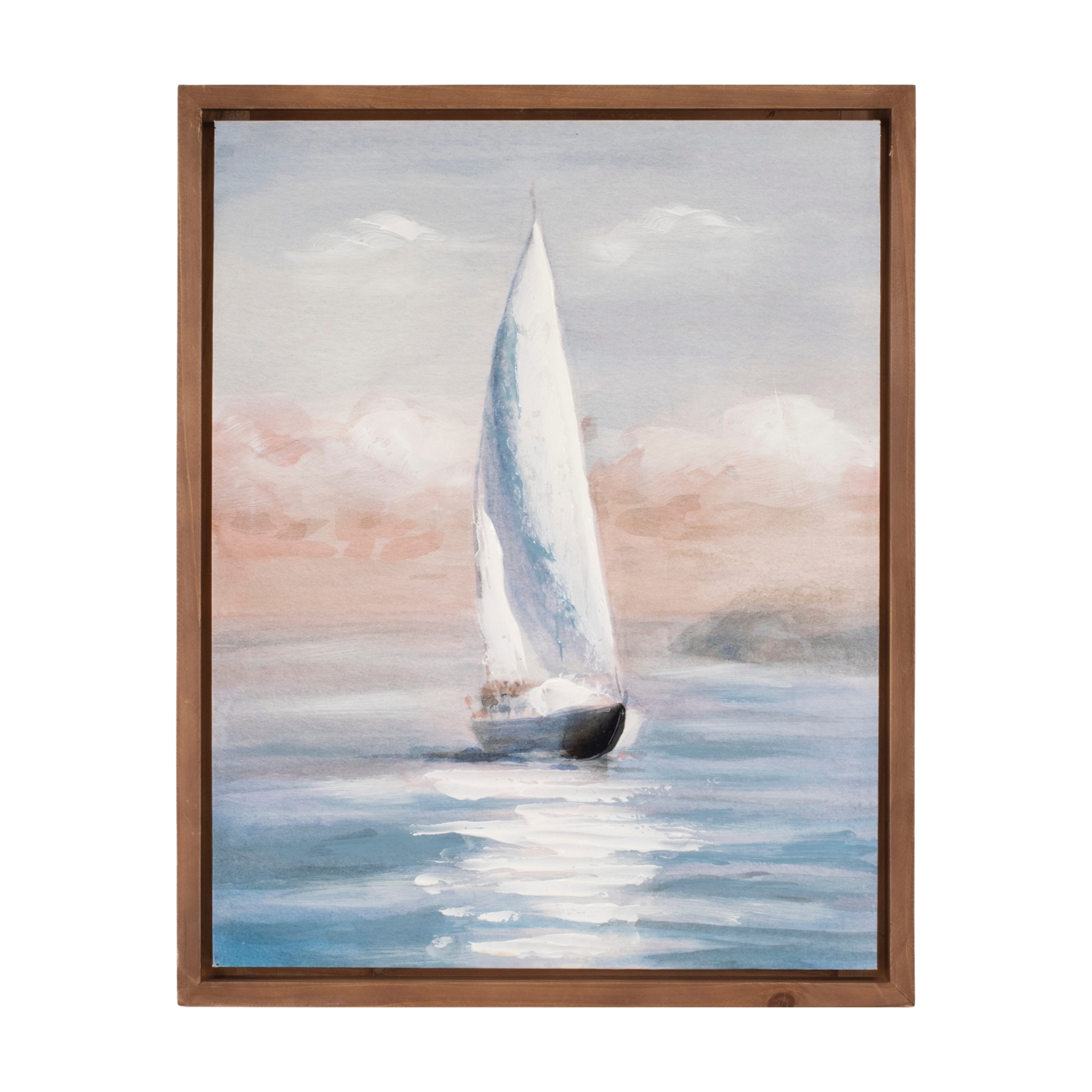 Framed Sailboat Print 19"L x 23.5"H Wood/Canvas