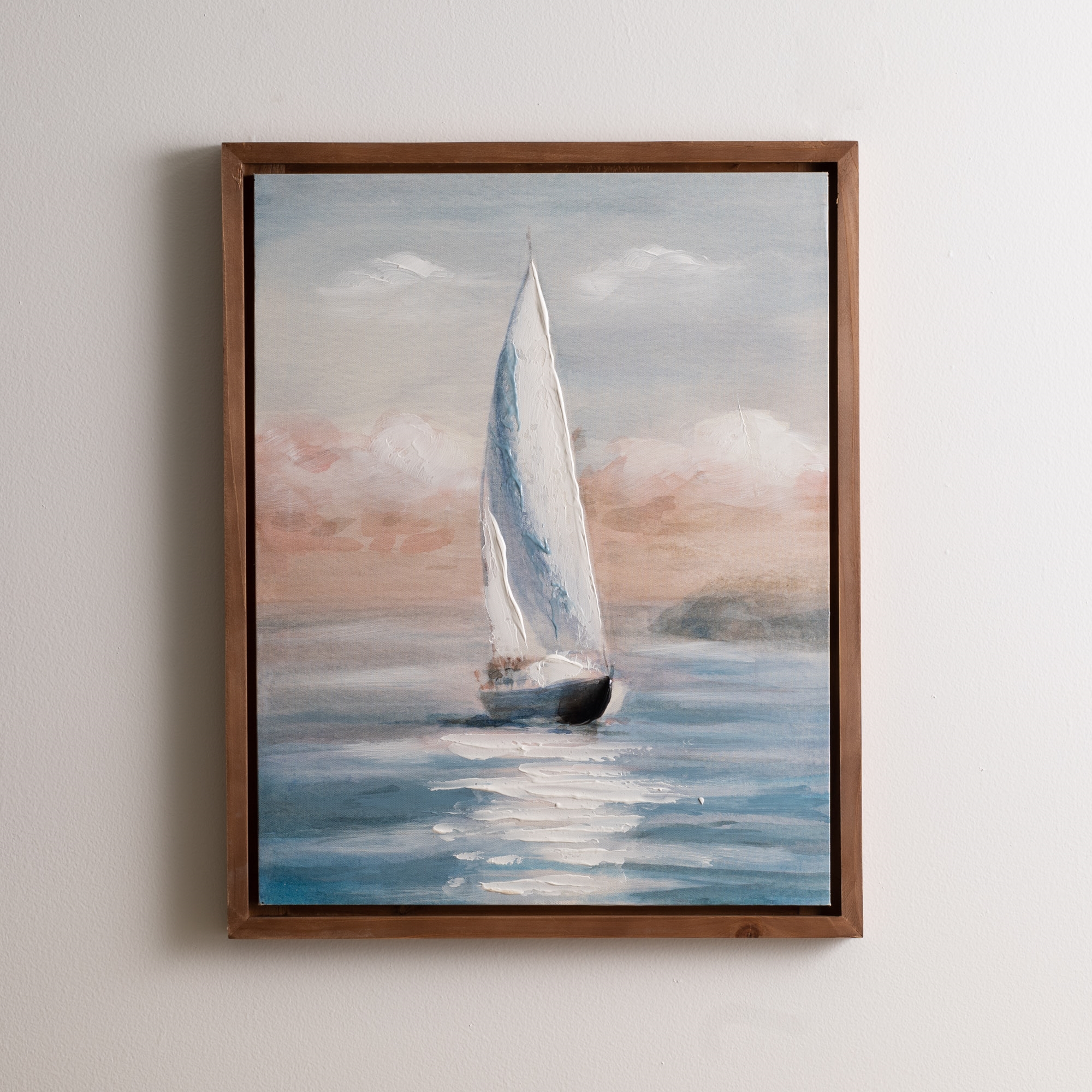 Framed Sailboat Print 19"L x 23.5"H Wood/Canvas - Image 3