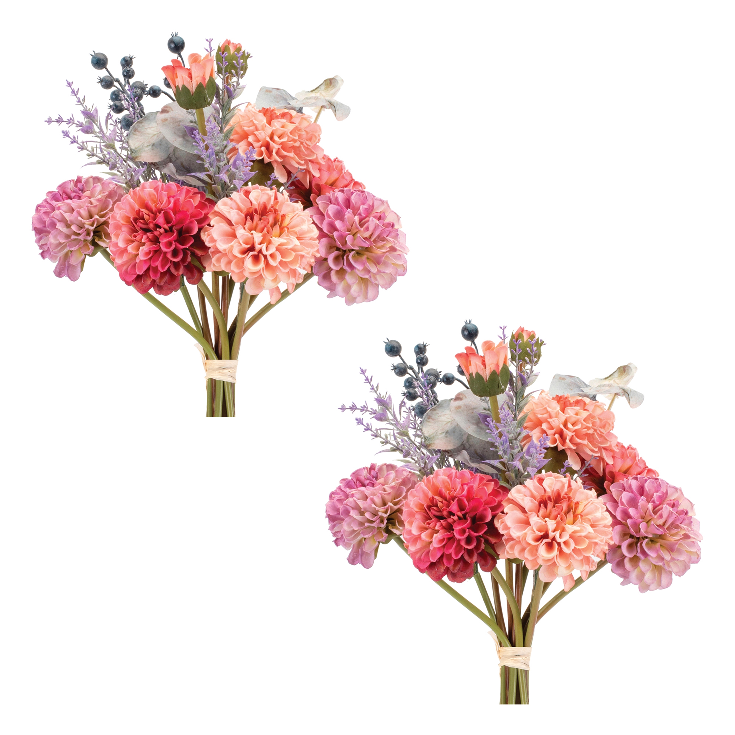 Mixed Zinnia Bouquet (Set of 2) 18"H Polyester - Image 4