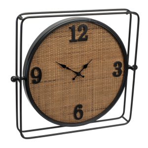 Wall Clock 19.5"SQ Iron/Wood