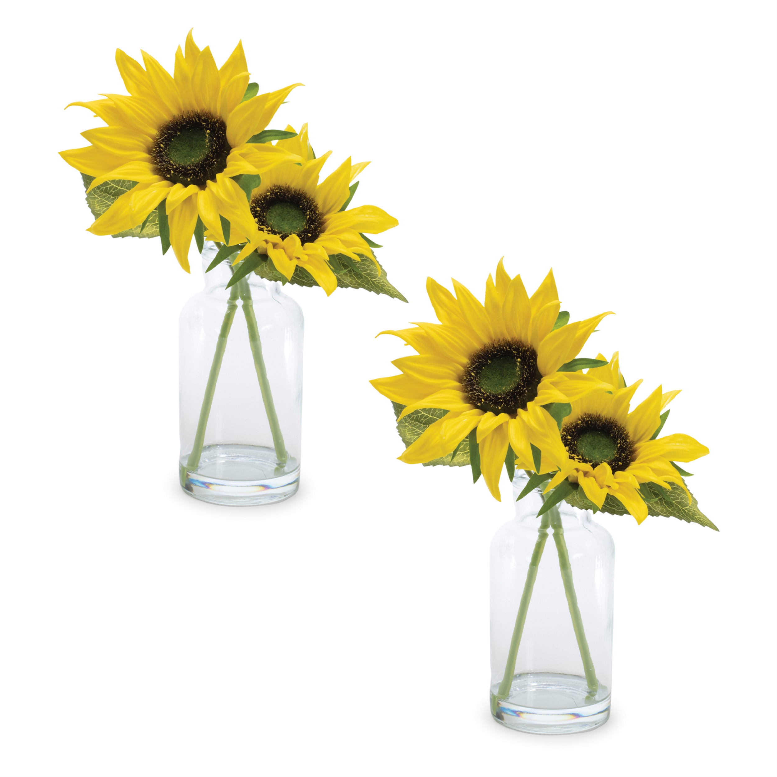 Sunflower in Vase (Set of 2) 12"H Polyester/Glass - Image 2