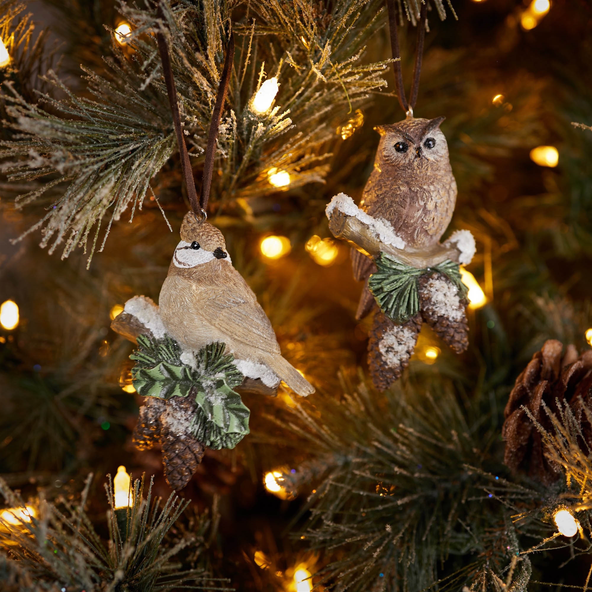Cardinal and Owl Ornament (Set of 12) 4"H Resin - Image 2