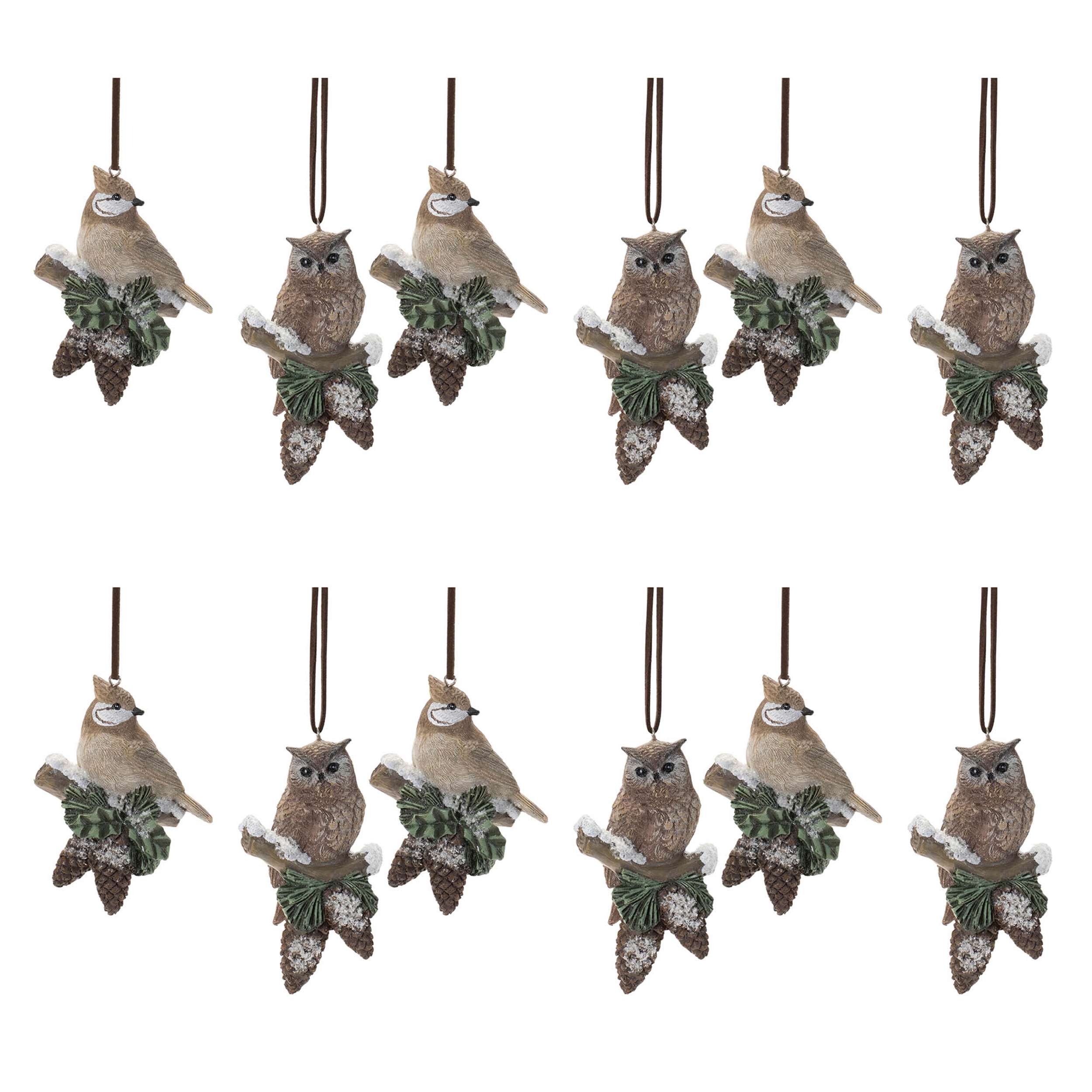 Cardinal and Owl Ornament (Set of 12) 4"H Resin - Image 6