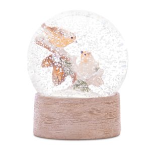 Snow Globe w/Birds 4.5"H Resin
