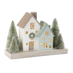 LED Houses 8"L x 5"H Resin 2 AAA Batteries Not Included