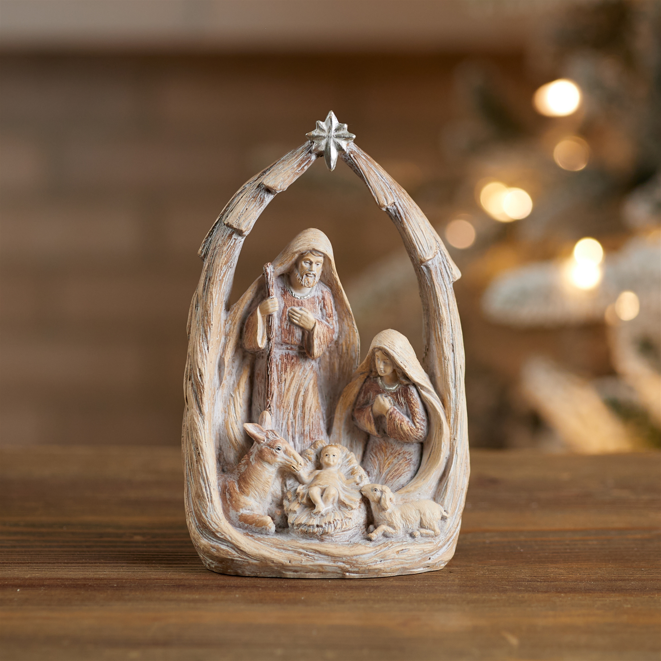 Holy Family w/Animals 8"H Resin - Image 2