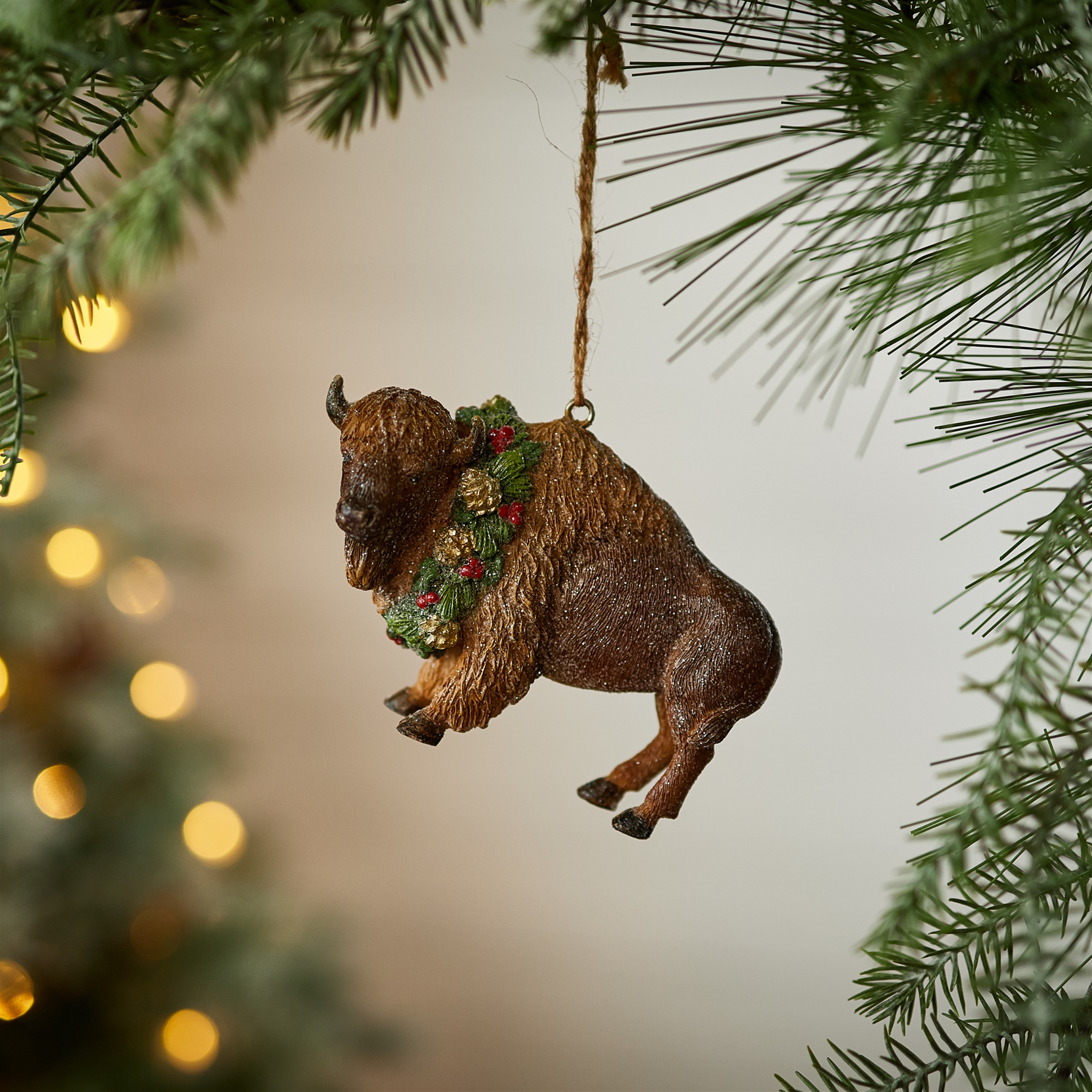 Bison Ornament (Set of 12) 4"L x 2.75"H Resin - Image 2