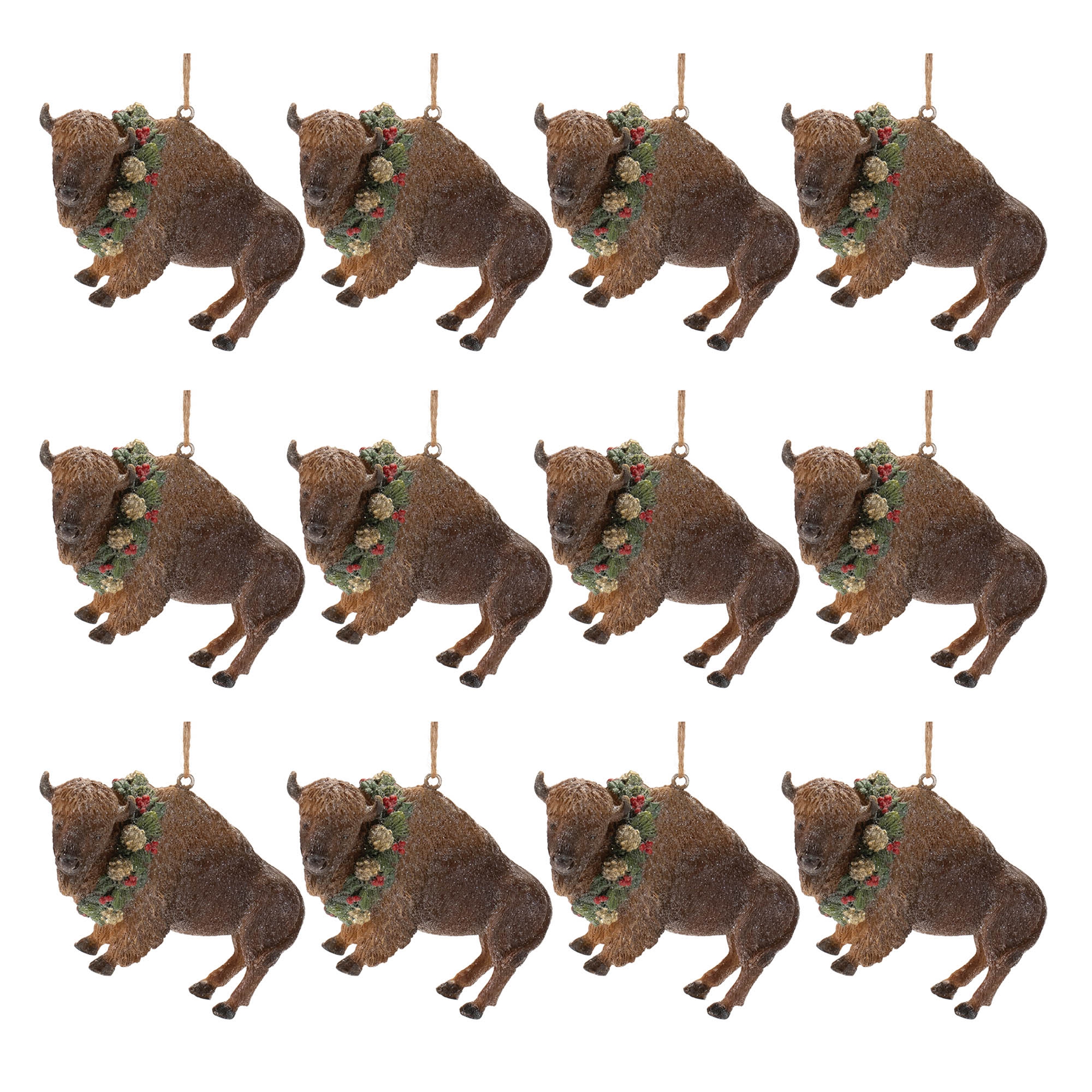 Bison Ornament (Set of 12) 4"L x 2.75"H Resin - Image 4