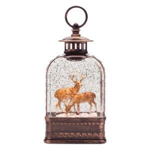 LED Snow Globe w/Deer 11"H Plastic 3 AA Batteries Not Included/USB Cord Included 6 Hr Timer