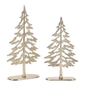Tree (Set of 2) 10.5"H, 12.5"H Aluminum/Wood