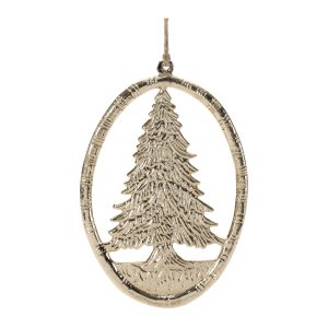 Oval Tree Ornament (Set of 12) 6"H Aluminum