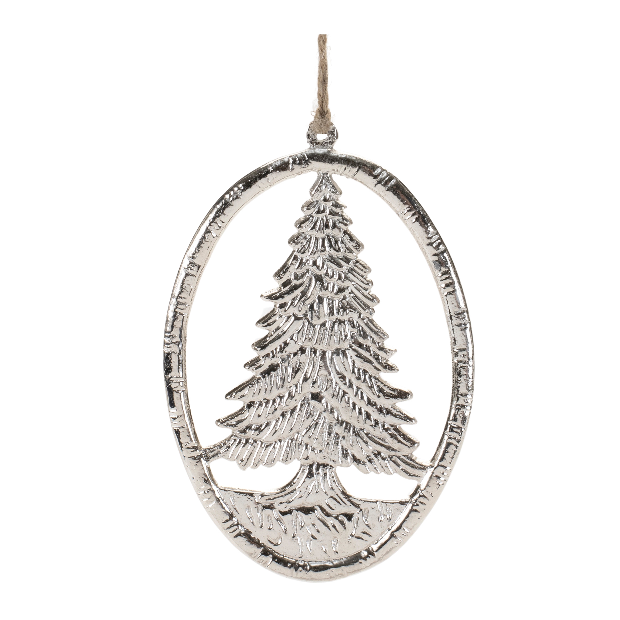 Oval Tree Ornament (Set of 12) 6"H Aluminum