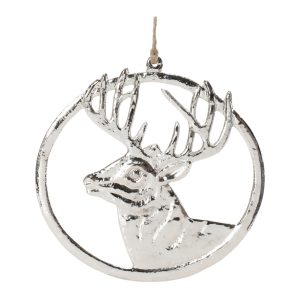 Deer Mount Ornament (Set of 12) 6"H Aluminum